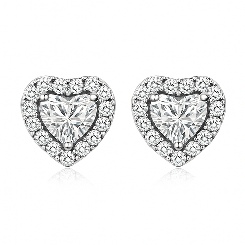 Luna Heart Earrings | White Gold