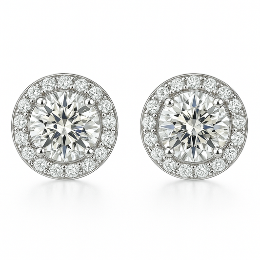 Glacé Glamour round Earrings | White gold
