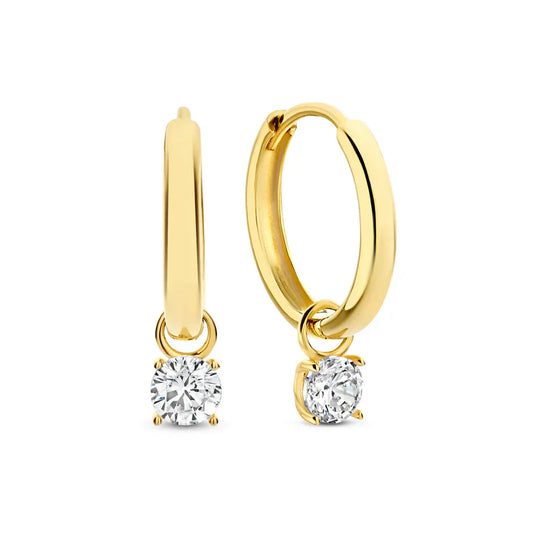 Larmes de Lune Stone Hoop Earrings | Gold