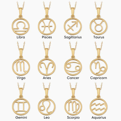 Zodiac sign necklace | Gold