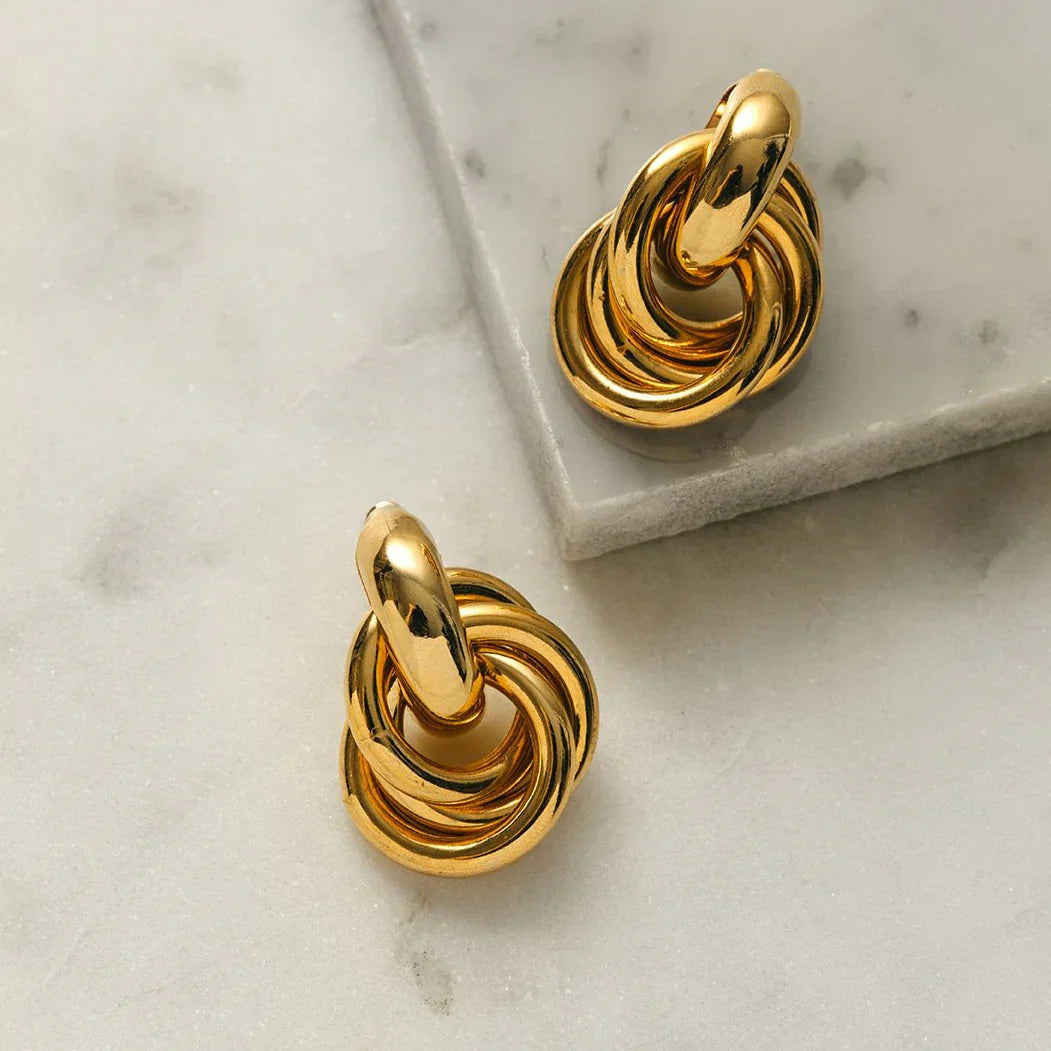 Statement Interlocking Earrings | White Gold