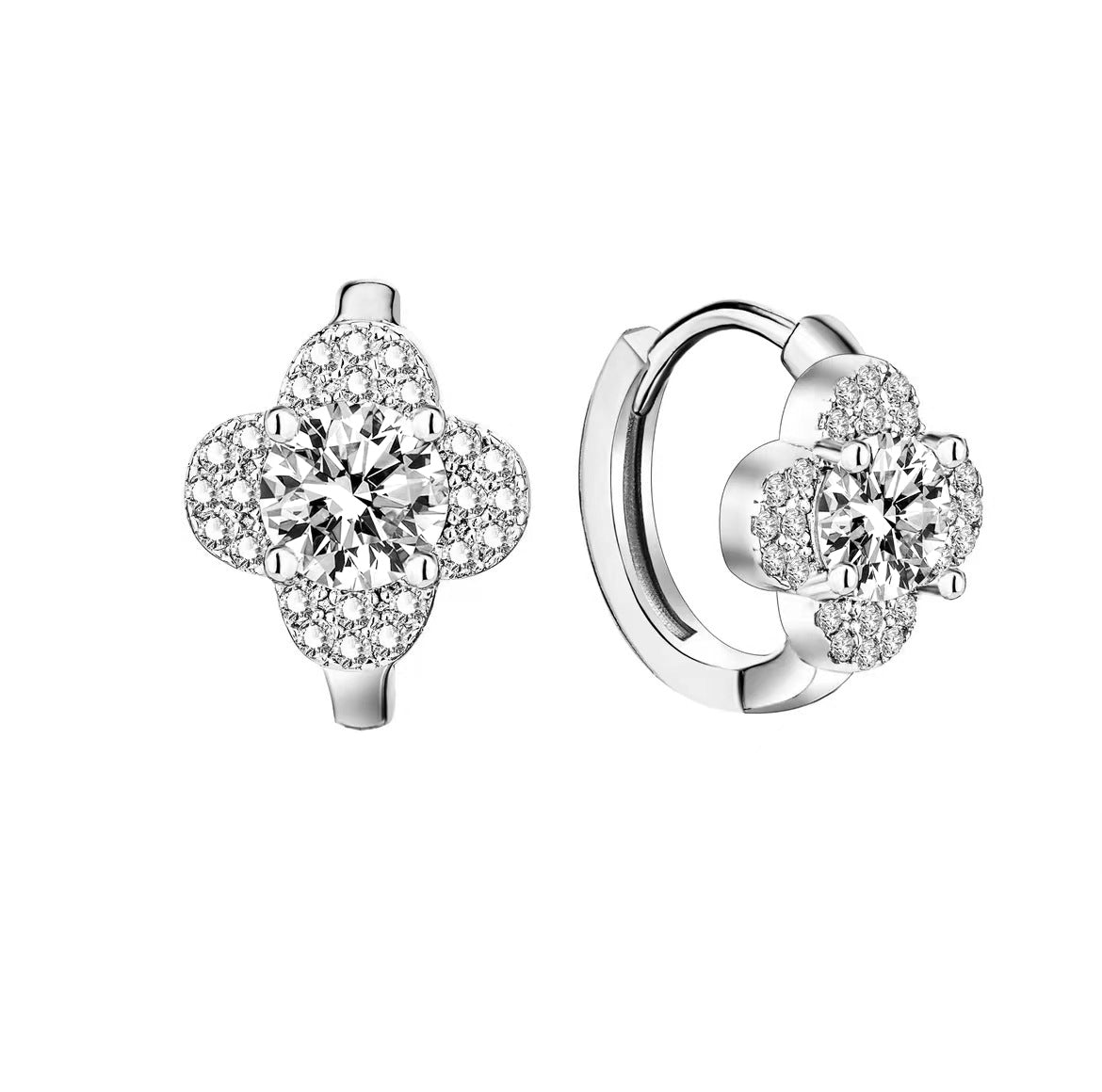 Clover Earrings | White Gold