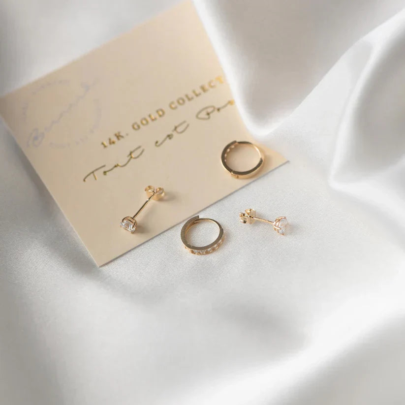 Larmes de Lune Stone Stud Earrings | Gold