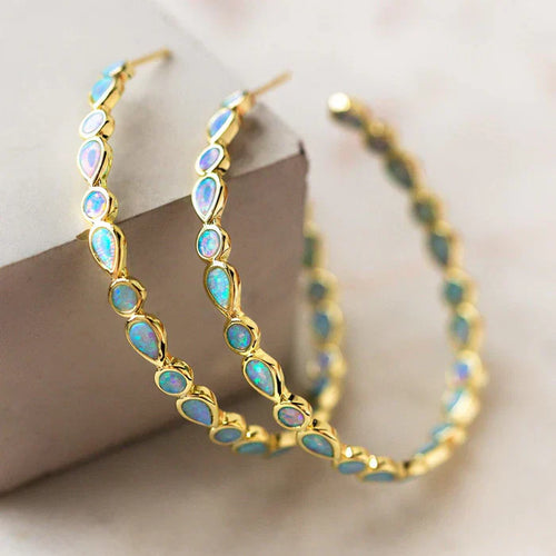 Antique Golden Circle Opal Earrings